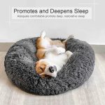 Donut Dog Bed Warm Soft Long Plush Pet Cushion For Samll Large Dog House Cat Calming Bed - Image 2