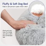 Donut Dog Bed Warm Soft Long Plush Pet Cushion For Samll Large Dog House Cat Calming Bed - Image 5