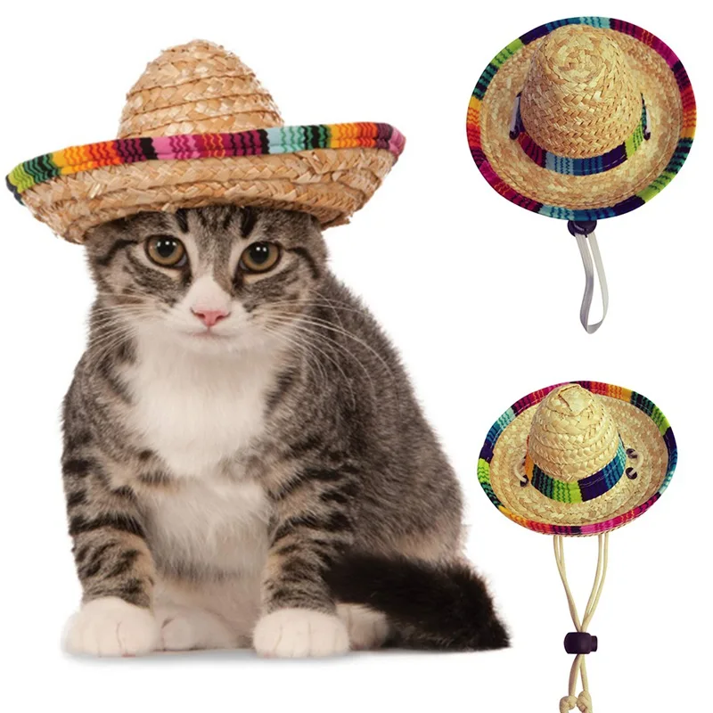 Fashionable Cats and Small Dogs Woven Straw Hat, Fashionable Cats and Small Dogs Woven Straw Hat,