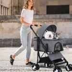 Foldable stroller for small and medium pets 3 in 1. With 4 wheels and detachable storage basket - Image 2