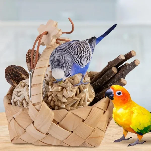 Bird Toys, with Storage Basket, Ball Toys, Branches for Parrots, Parakeets