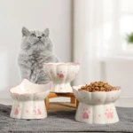 Ceramic Cat Food Bowl Elevated Feeders for Drinking and Eating