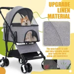 Foldable stroller for small and medium pets 3 in 1. With 4 wheels and detachable storage basket - Image 3