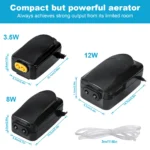 3.5W, 8W, 12W Ultra Quiet Adjustable Aquarium Oxygen Pump with Dual Output - Image 2