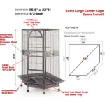 Oversized 64" bird cage, 1/2 inch widely spaced post spacing. - Image 5