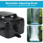 3.5W, 8W, 12W Ultra Quiet Adjustable Aquarium Oxygen Pump with Dual Output - Image 4